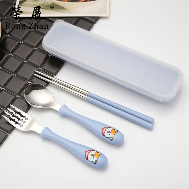 Mjec Kids Spoon Fork Set with Case Stainless Steel 304