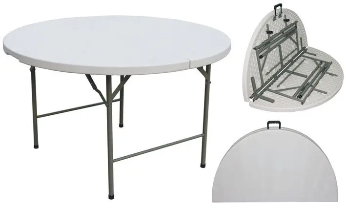 Оптовая продажа, недорогой современный пластиковый Банкетный складной круглый стол, Круглый Обеденный пластиковый складной стол для мероприятий на открытом воздухе