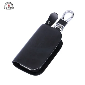 Zenos RFID Leather Key Holder with Zipper Car Remote Key Case
