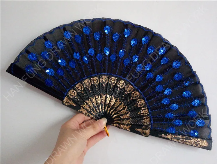 Вышитый ручной пластиковый складной Ручной Веер с