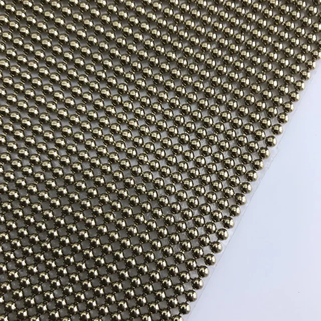 Sparkling Metallic Sequin Cloth Hot Fix Metal Beaded Mesh Sheet Aluminum Chain Mail Fabric for Curtains