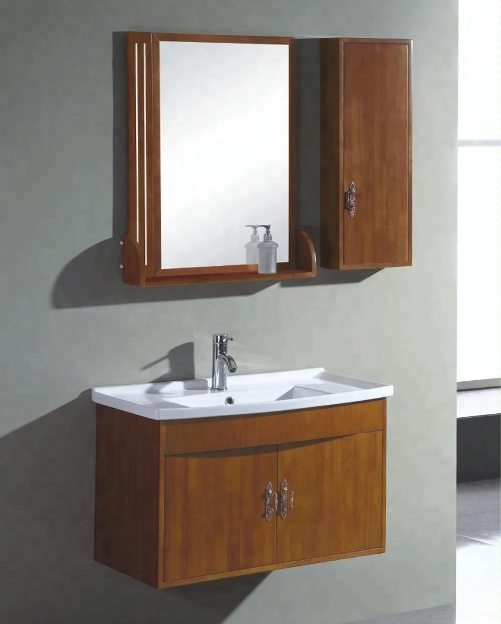 Wooden Wall Mounted Mirror Cabinet Luxury Fix To Wall Bathroom Cabinet Buy Wall Mounted Mirror Bathroom Cabinet