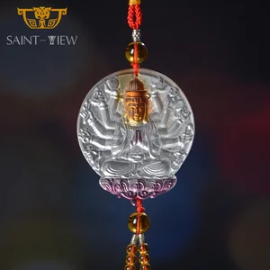 Lead Crystal Four-Armed Kwan Yin Bodhisattva Car Rear Mirror Hanging Ornament