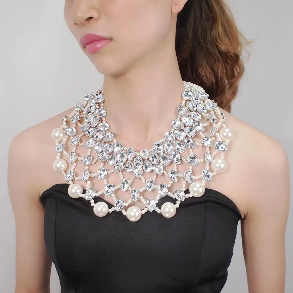 Hot Women Lady Choker Chunky Statement Long Necklace Party Wedding Gift Crystal Collar