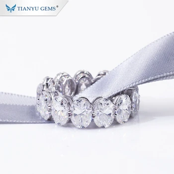 Tianyu Gem fashion style jewelry customization Luxury full moissanite diamond setting 18k white gold ring
