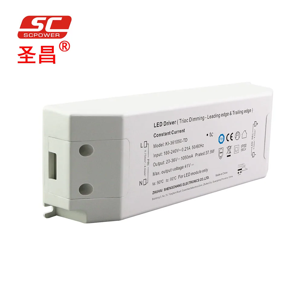 Triac Dimming LED Transformer 230VAC to 36V DC 38W 1050mA Constant Current  LED Driver for Led Pendant Light, image size:1000x1000