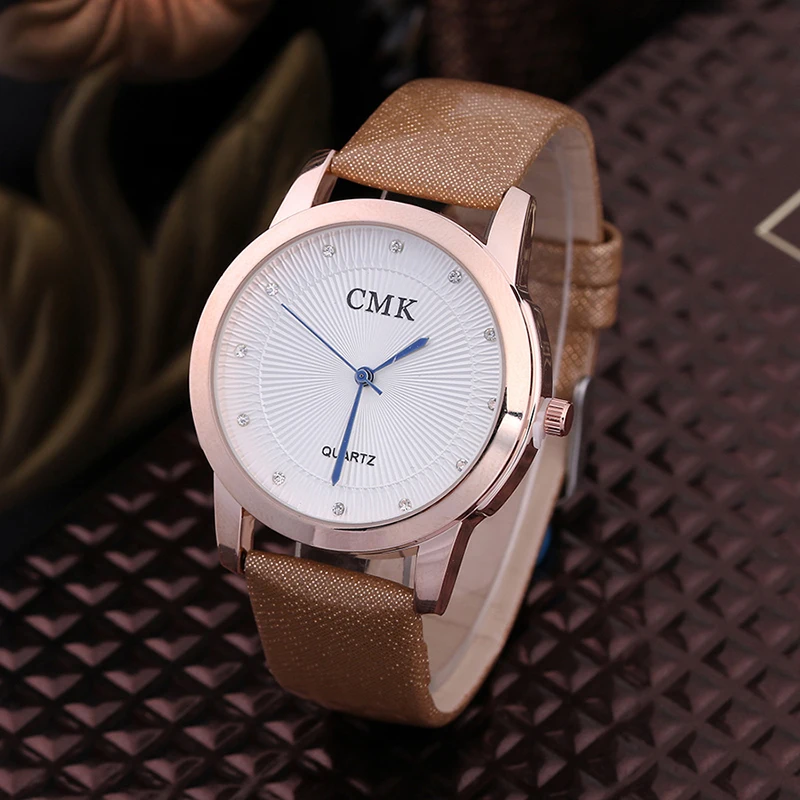 Crystal Charm Ladies Wrist Watches CMK Brand Quartz Watch Women Leather Watch