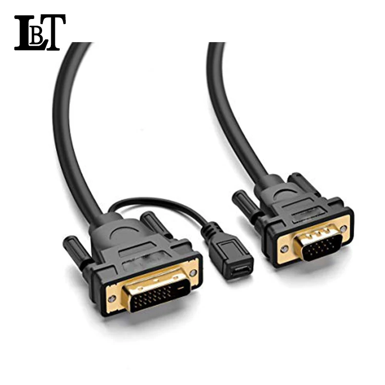 Lbt Dvi To Vga Cable 1080p Dvi D 24 1 Dual Link To Vga Monitor Cable With Micro Usb Power Supply For Computer Pc Laptop Buy Dvi To Vga Cable Dvi D 24 1 Dual Link