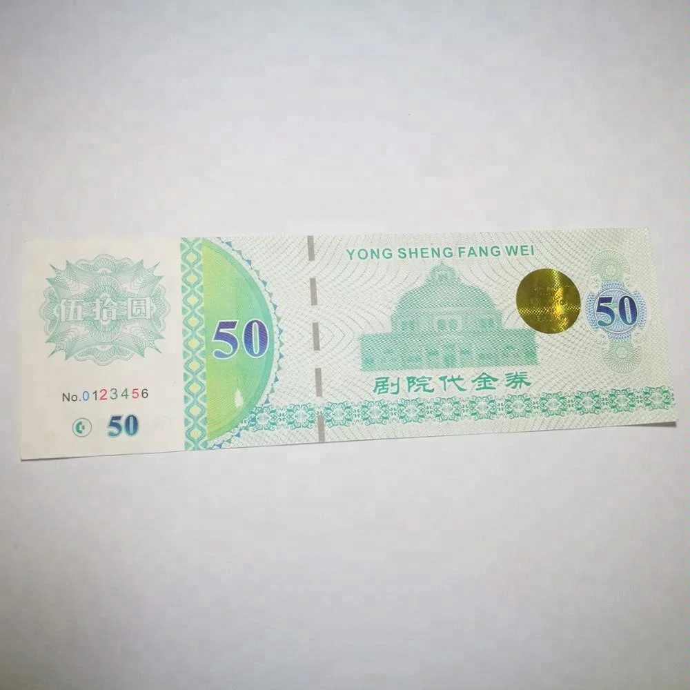 Security Embossing Hologram Entrance Admission Ticket