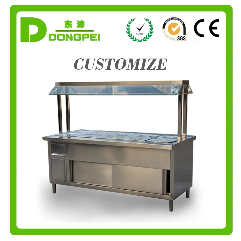 Customized Stainless Steel Electric Buffet Steam Table Eco-friendly Knock-down Structure Countertop Commercial Kitchen Equipment