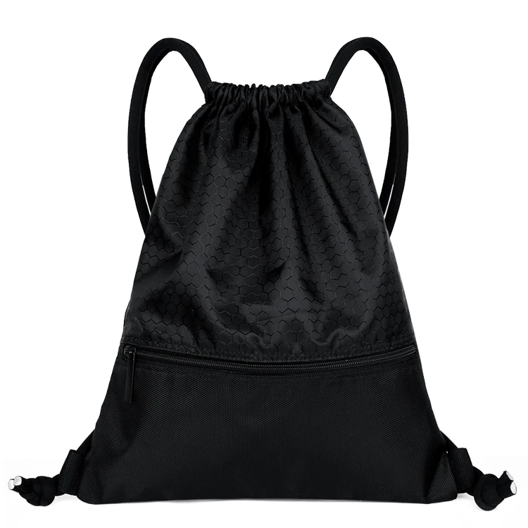 420D Polyester Sports Drawstring Backpack Mesh Custom Logo Fitness Drawstring Bags For Promotion