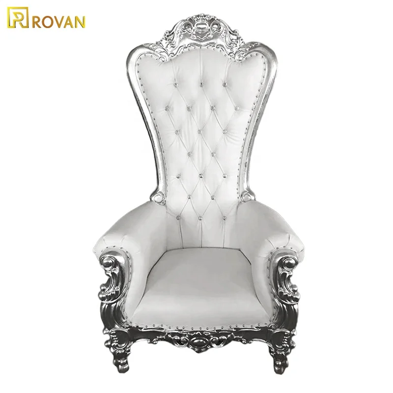 king and Queen High Back Cheaper pink king Sliver Throne Chairs High Back Royal Luxury Wedding Chair for Groom and Bride