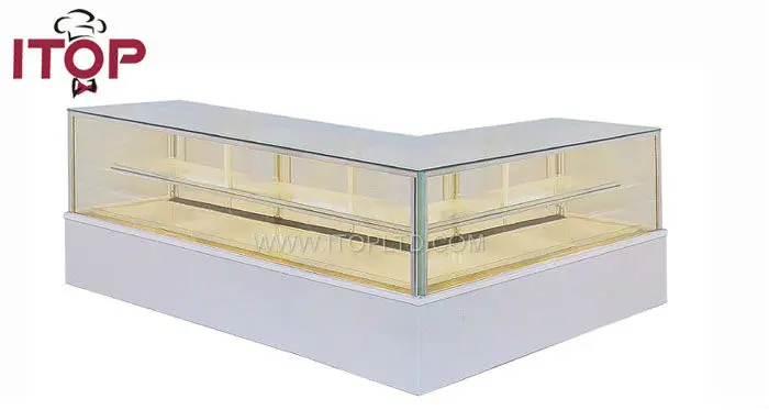 ケーキ用四角L字展示ショーケース（サイズ: 1200x700x1060mm, 温度: 2