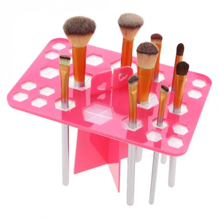 Soporte de secado de brochas de maquillaje acrílico, estante