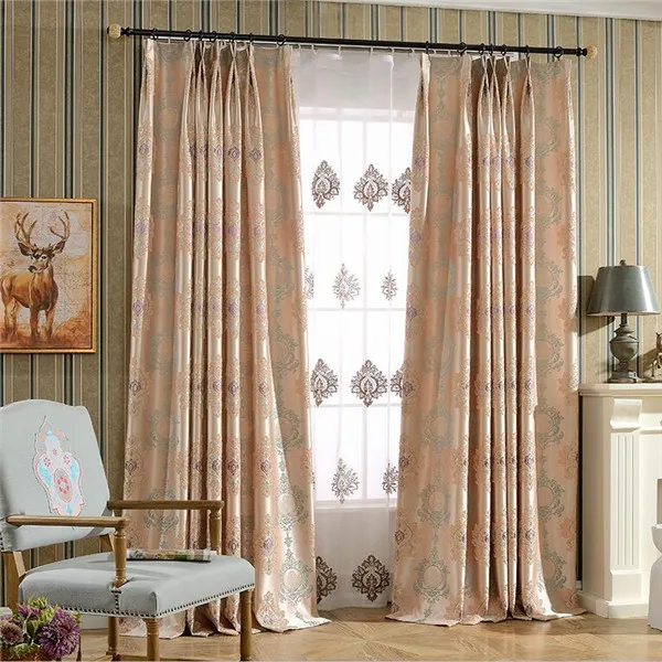 Guangzhou Living Room Wave Curtain New Model Ready-Made Design Vintage Pattern Woven Opening and Closing Curtains