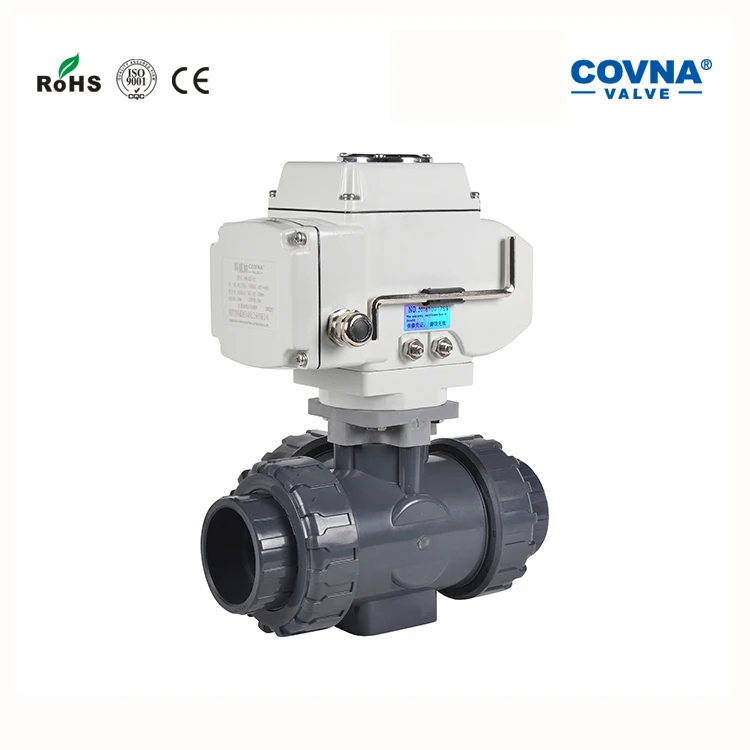 COVNA Urgent Order Motorized Ball Valve UPVC Dn40 DN50 3 Way 24 Volt 220V Thread Electric Control Ball Valve