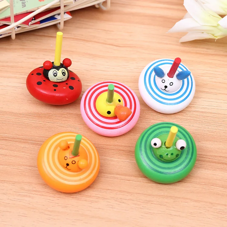 Забавная красочная игрушка бейблэйд, мультяшный многоцветный Деревянный спиннинг