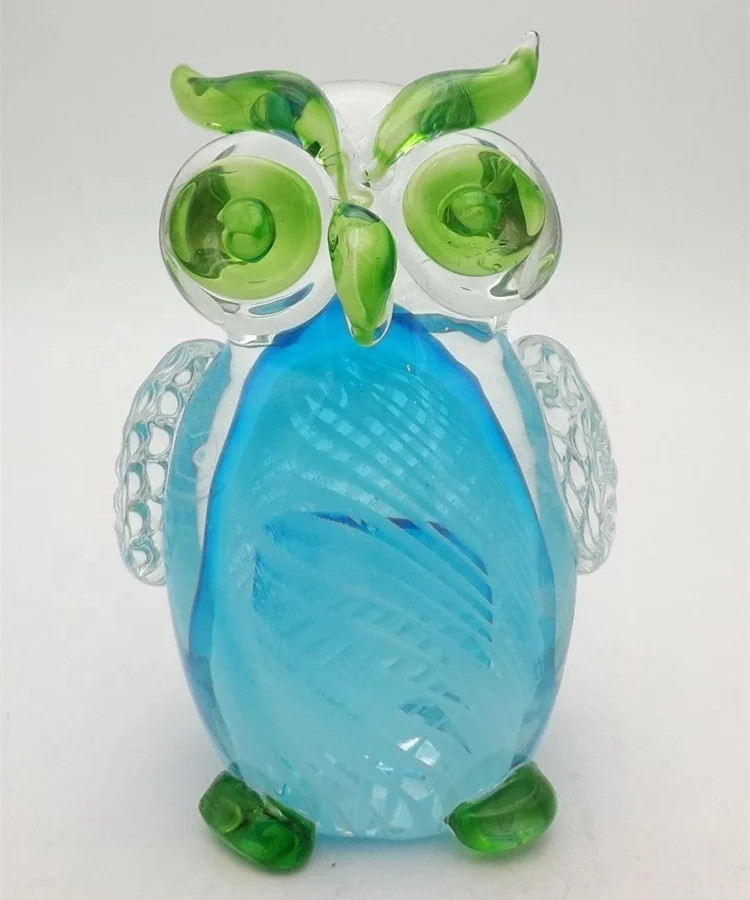 Colored Hand Blown Glass Owl for Christmas Gift