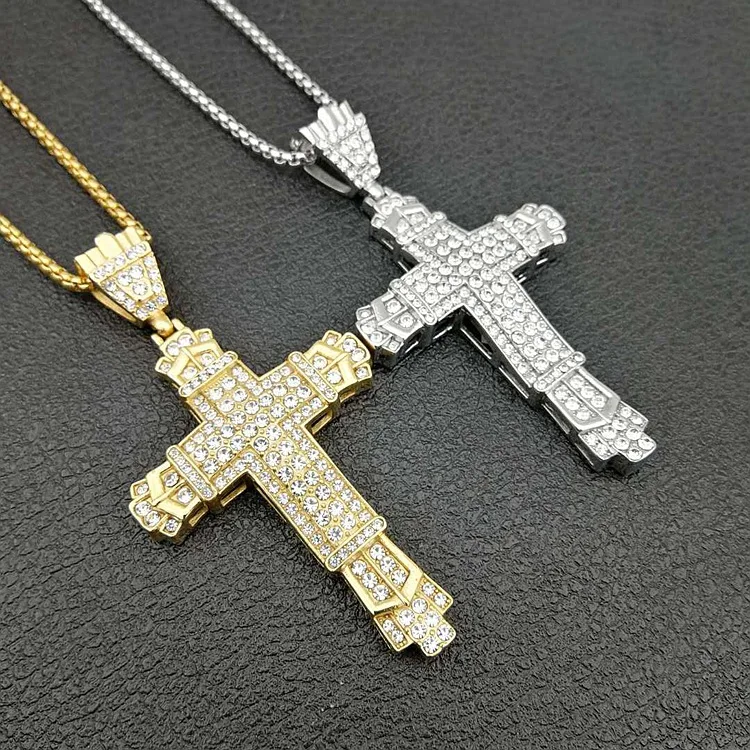 fake diamond cross chain