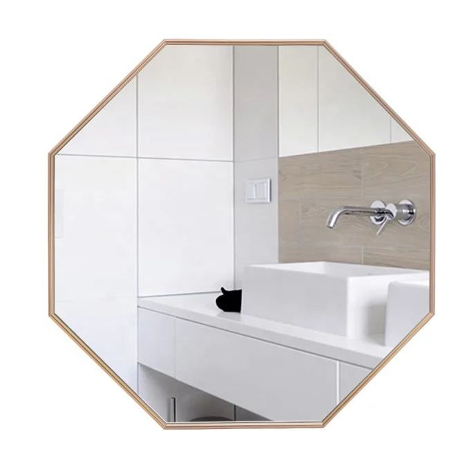 Настенные Восьмиугольные зеркала для ванной комнаты цвета розового золота геометрической формы