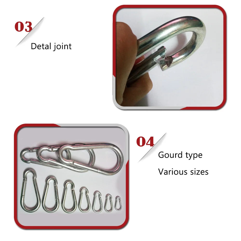 BT-245 Carabiner Safety Metal Carabine Snap Hook Mousqueton M5 Stainless Steel 304/316M Carabiner Spring Hook
