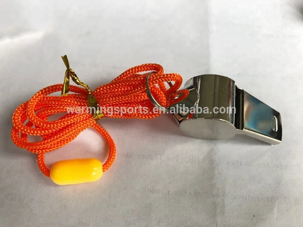 Дешевые, оптовая продажа, наружное использование, громкий свисток из нержавеющей стали, рефери, металлический свисток с ремешком