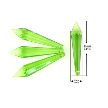 Hot Sale Light Apple Green 80mm Multi-faceted Pointed U-drop Pendants With Octagon Beads For Home Curtain