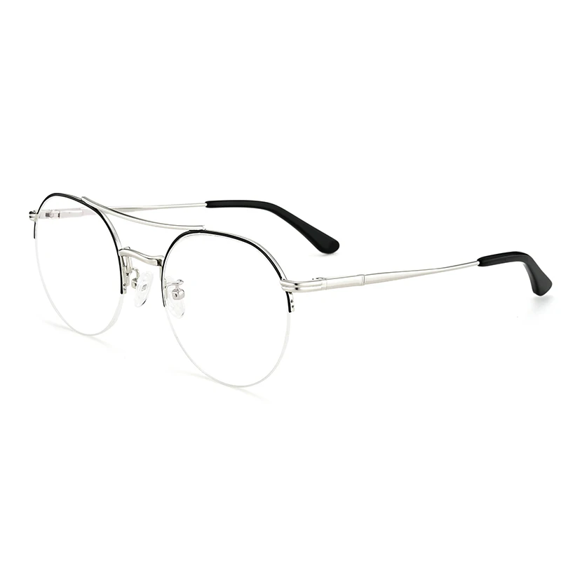 High End Hand Made Round Metal Optical Glasses Frames Double Bridge Eyeglasses Frames CE Certified Blue Light Blocking Glasses