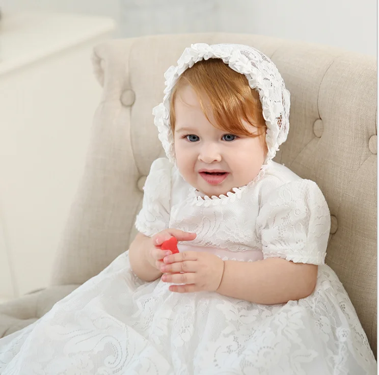 Для маленьких девочек, белое крестильное платье Бутик детское платье на крестины; Крестильное платье белое платье