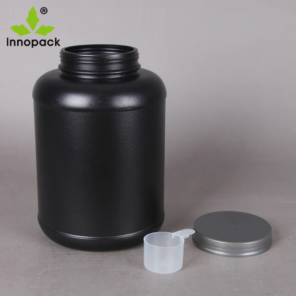 5L HDPE  Black  Plastic Protein Powder Jar