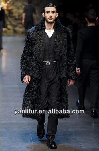 Source 2014 de diseño de moda negro natural de los hombres pelo de piel de cordero con abrigo de lana de cuello piel on m.alibaba.com