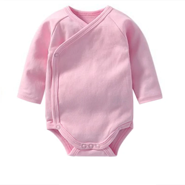 Оригинальный OEM-комбидресс с длинным рукавом, 100% хлопок, боди для новорожденных, боковое открытие, защита живота, детская одежда, комбинезон