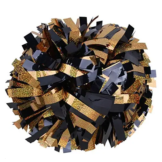 cheerleading 6 metallic black pom pom