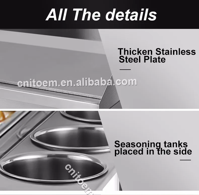 Commercial Kitchen Use Integrated Electric Griddle With Deep Fryer