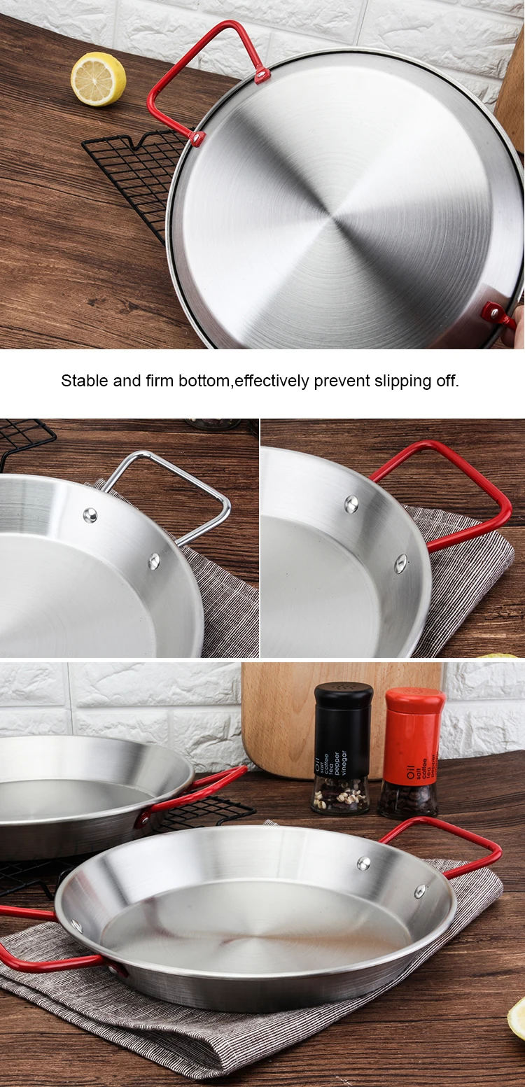 Cookwar Stainless Steel Paella Pan Restaurant Flat Cooking Pot Frying