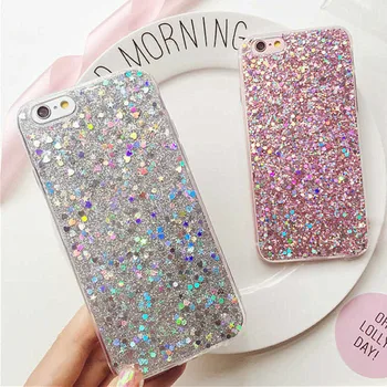 Phone Case for iPhone 6 6S Case Silicon Bling Glitter Crystal Sequins Soft TPU Cover for iPhone 5 5S 7 8 Plus X