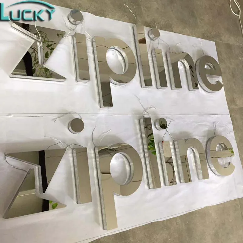 LED Back Lit Sign Reverse Chrome Stainless Steel Letter Custom Advertising Halo Lit Channel Letter