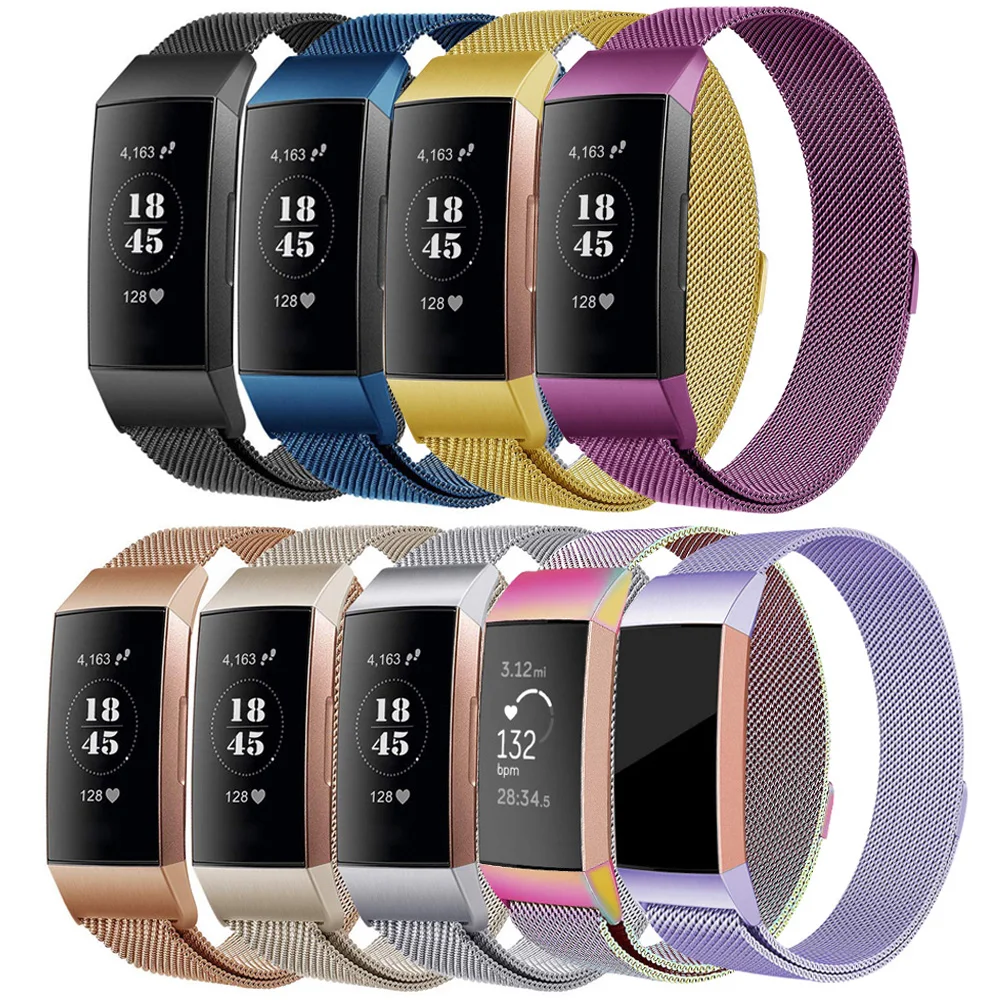 Stainless Steel Metal Milanese Band Bracelet Strap Wristband for Fitbit Charge 3 