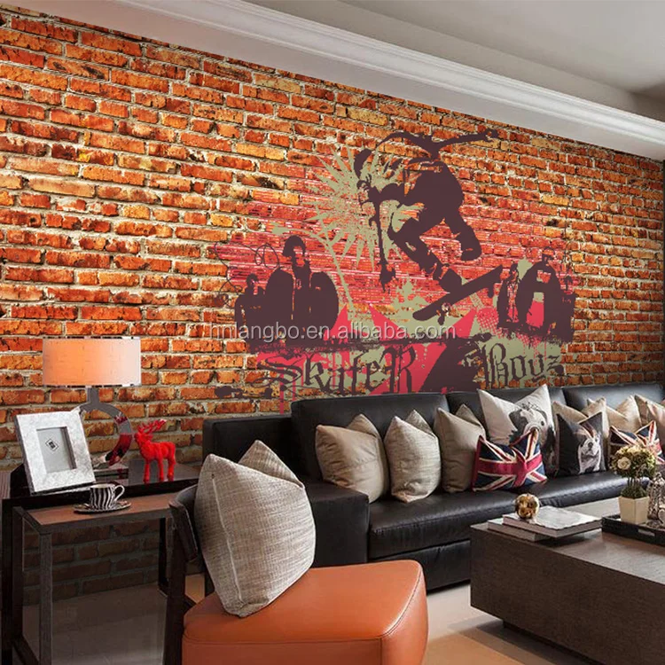 Red Brick Wall Pattern Wallpaper Nostalgic Cafe Snack Mural Street Style  Graffiti Art 3d Wallpaper - Buy Brick Wall Wallpaper,Street Wallpaper,3d  Wallpaper Product on 