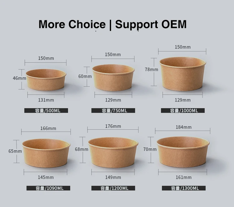 100% Food Grade Disposable Kraft Paper PLA Salad Bowl| Alibaba.com