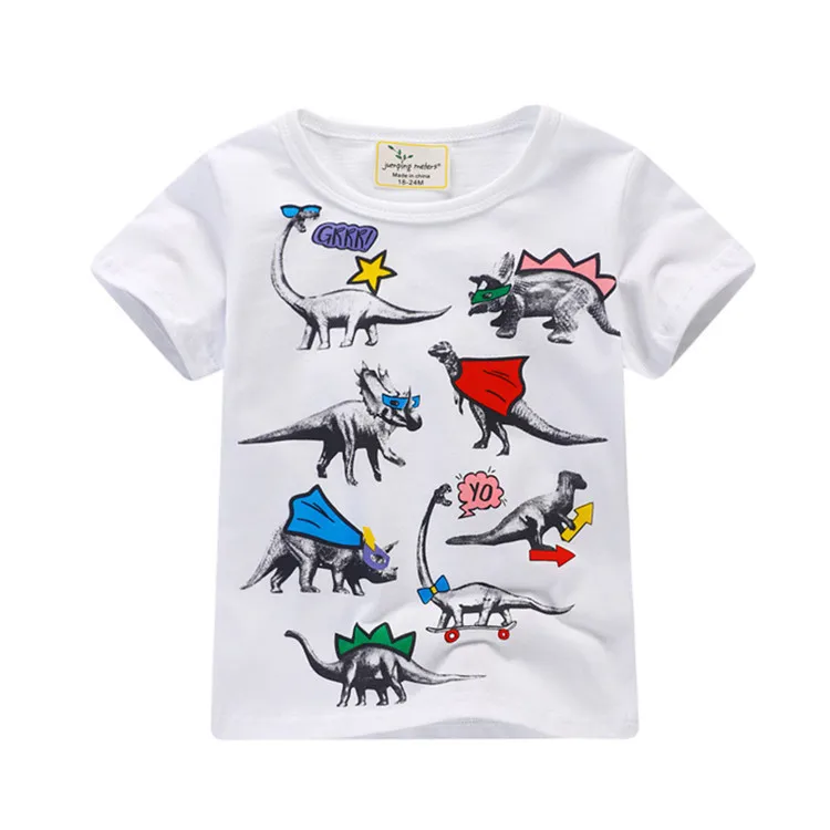 
 Белая хлопковая Детская футболка с рисунком динозавра  