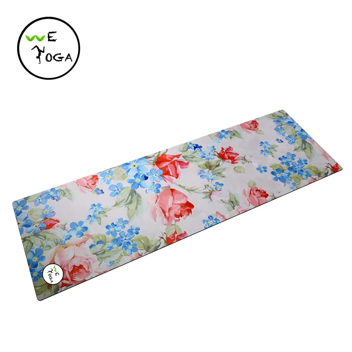 Natural Rubber Latex Free Woman Customer Printed Rose Flower Yoga Mat