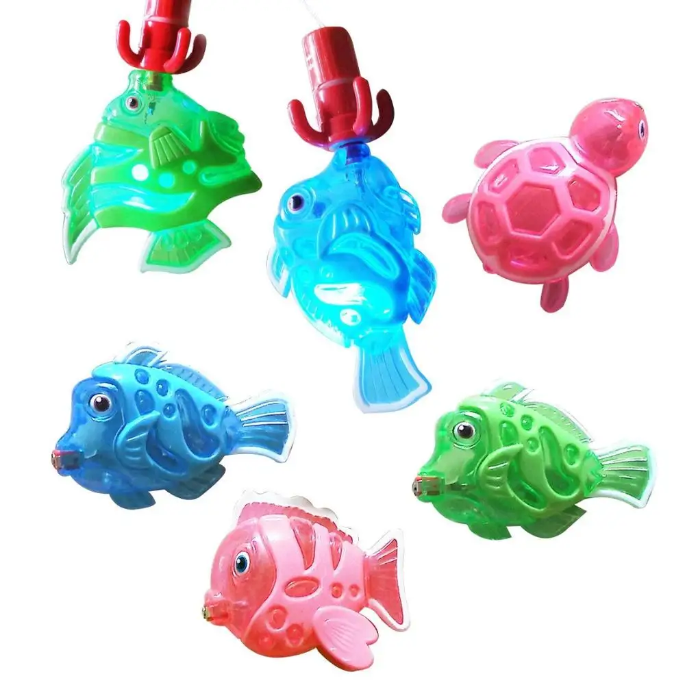 Magnetic Light Up Fishing Bath Toy Set for Kids New Rod & Reel with Turtle .. 