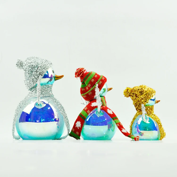 Blown glass decorative led light snowman figurine ornament christmas novelty products details