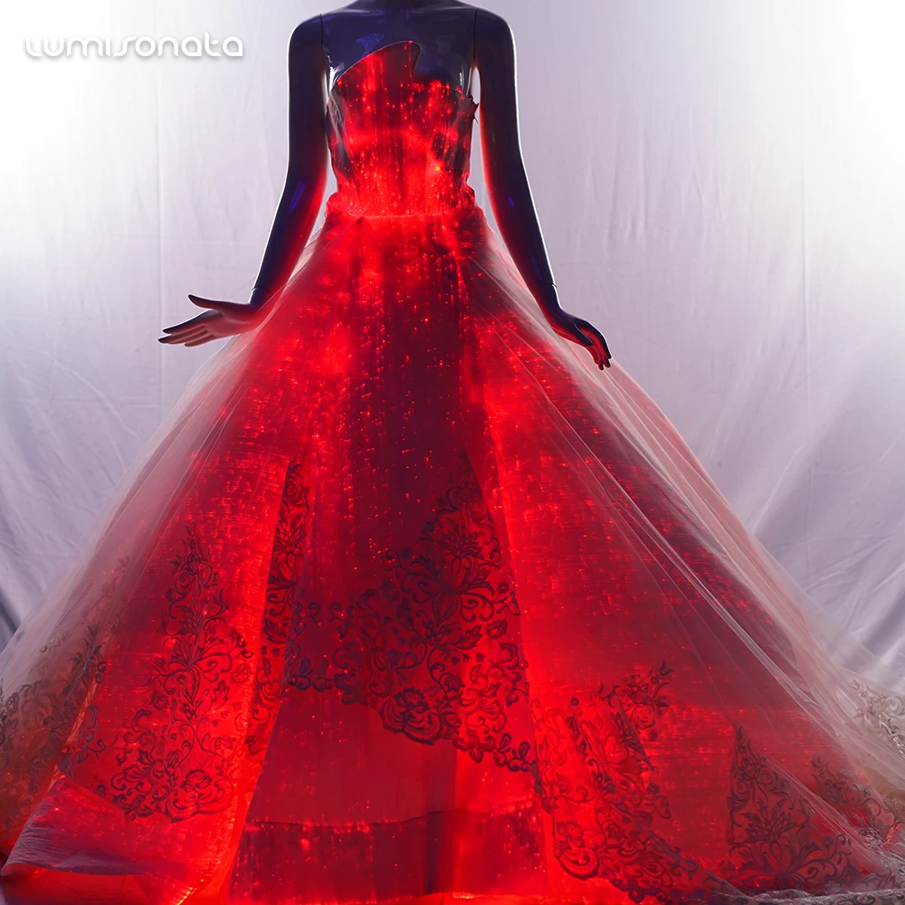 Lighting Luminous Glow in the Dark Light up LED Fiber Optic Wedding Dress