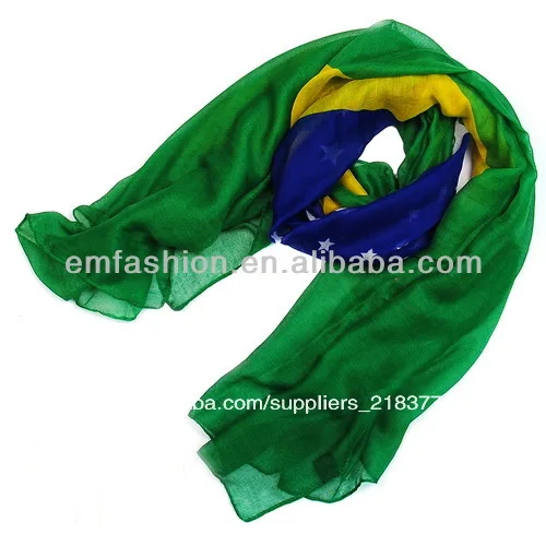 бразилии foodball чашка моды оптовой высокое качество флаг печати viole хлопка шарф шаль