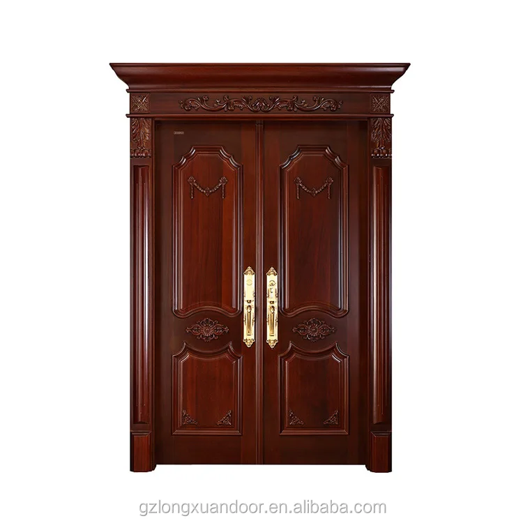 Desain Kustom Pribadi Kayu Solid Pintu Ganda Daun 2 Untuk Pintu Masuk Depan Ke Rumah Kami Buy Double Doors For The Front Entrance To Our Home Double Doors For Entrance Wood Doors 2