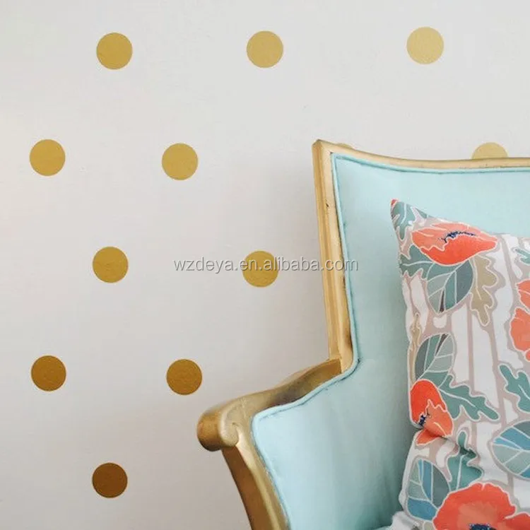 Золотые самодельные настенные наклейки в горошек для детской комнаты, съемная виниловая бумага для детской комнаты, настенные художественные наклейки для украшения дома