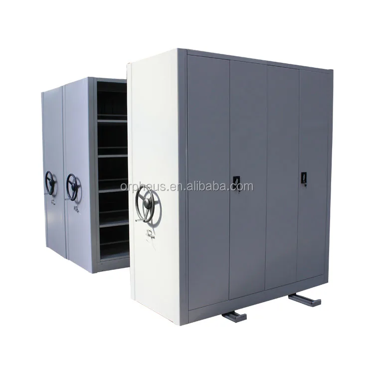 Filing Storage Cabinet Office Furniture Double Bank Archive Rack High Density Mechanical Mobile Storage Shelving