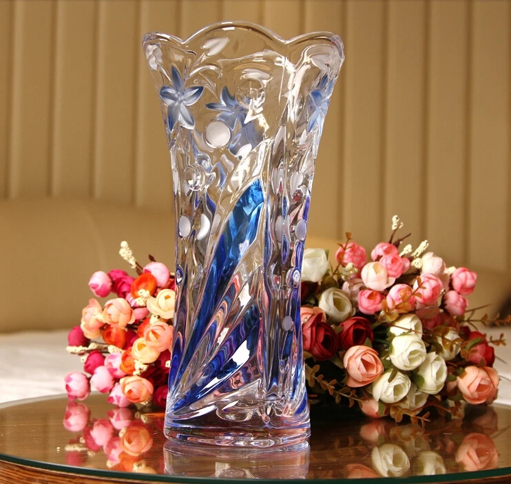 Classy Colored Glass Vase With Elegant Embossed Design, Wedding Glass Fiber Vase Walkway Stand for Wedding Decoration